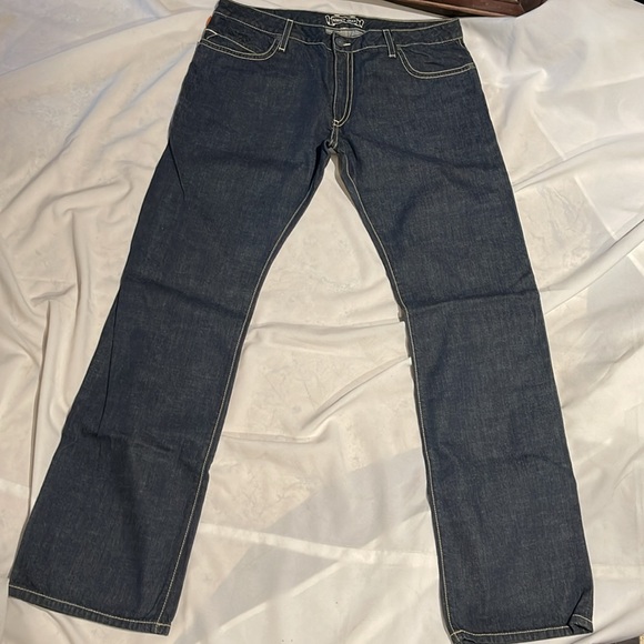 Mens Robins Jeans Racer Zipper Leather Flap Pocket Wings size 42 - Picture 10 of 12